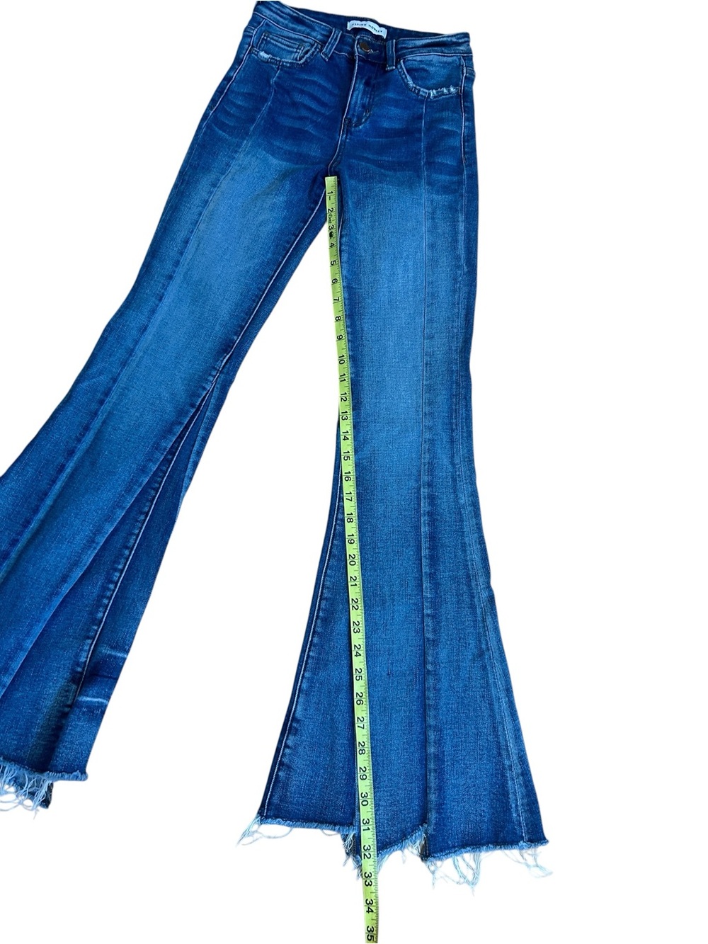 Flying Monkey Raw Hem Flare Leg Boho Denim Jeans size 24 - Picture 8 of 10